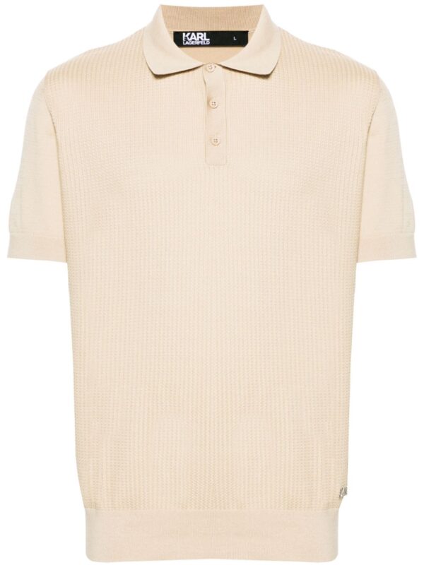 Karl Lagerfeld braided-knit cotton polo shirt