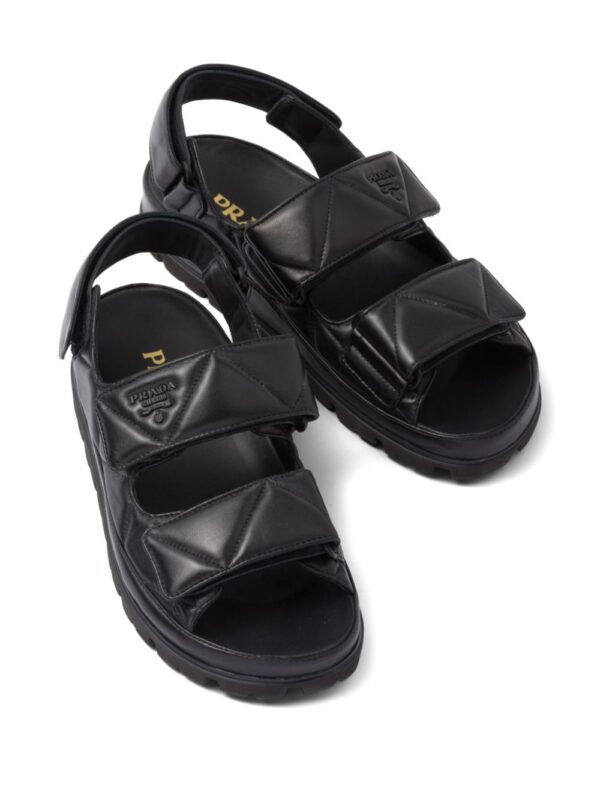 Prada  logo-lettering quilted leather sandals - Image 4