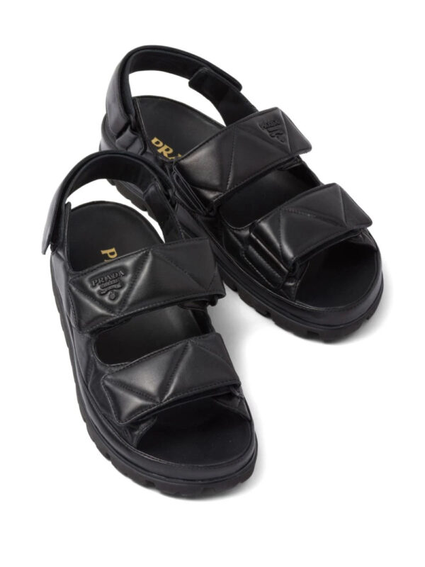 Prada  logo-lettering quilted leather sandals - Image 4
