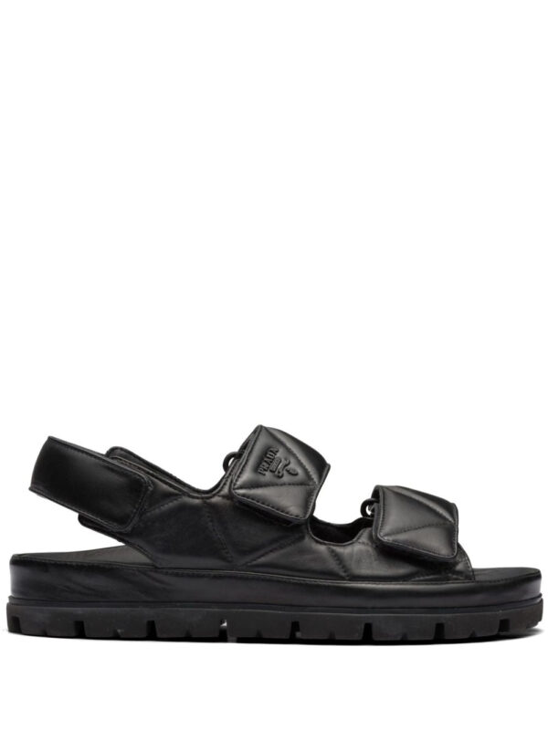 Prada  logo-lettering quilted leather sandals