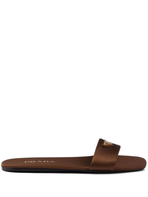 Prada  triangle-logo satin slides