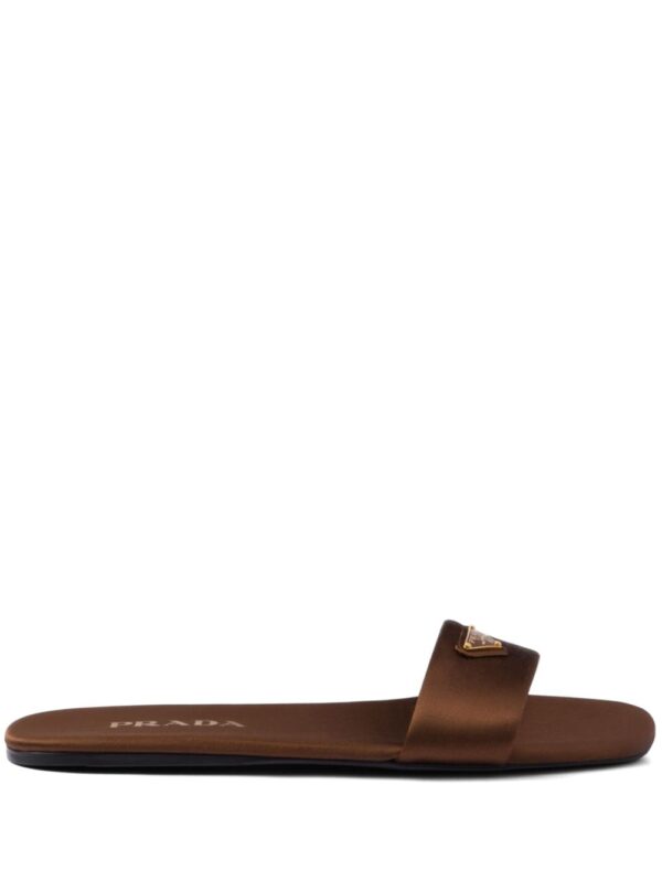 Prada  triangle-logo satin slides