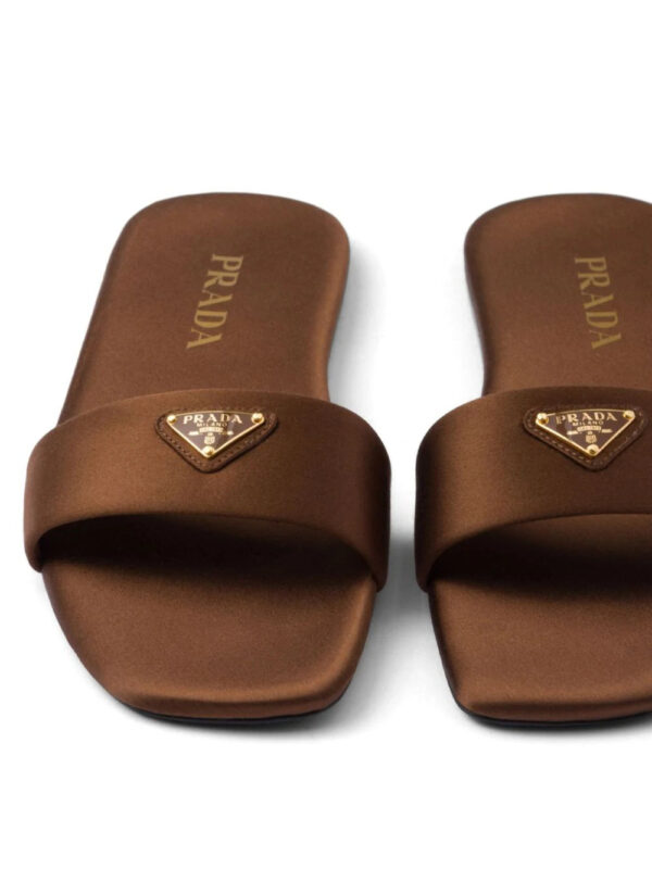 Prada  triangle-logo satin slides - Image 4