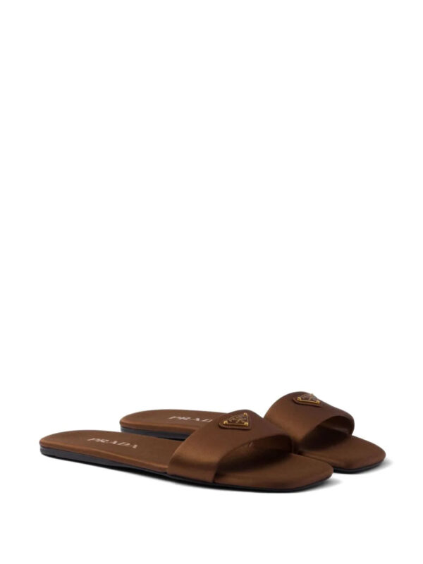 Prada  triangle-logo satin slides - Image 2
