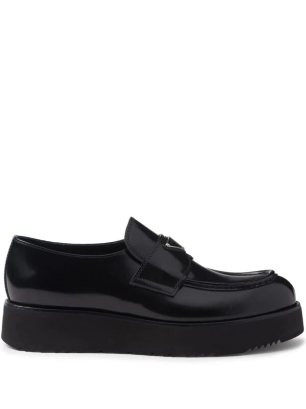 Prada  logo-plaque brushed leather loafers