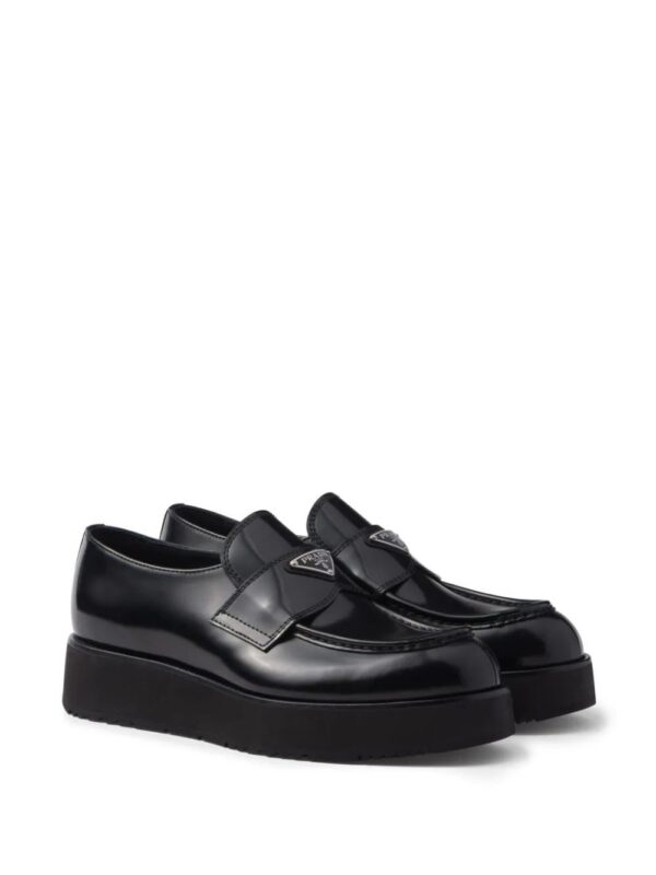 Prada  logo-plaque brushed leather loafers - Image 2