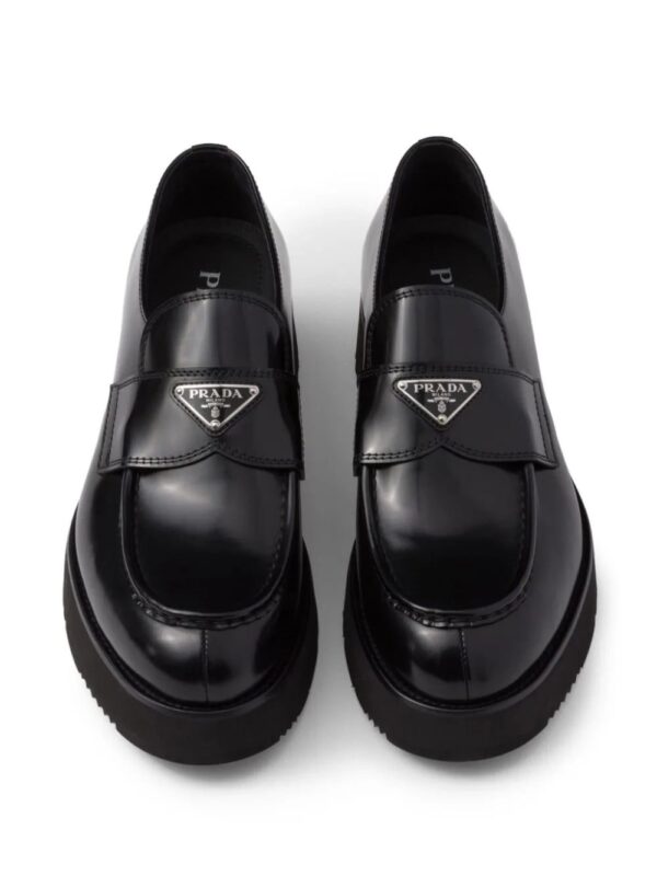 Prada  logo-plaque brushed leather loafers - Image 4