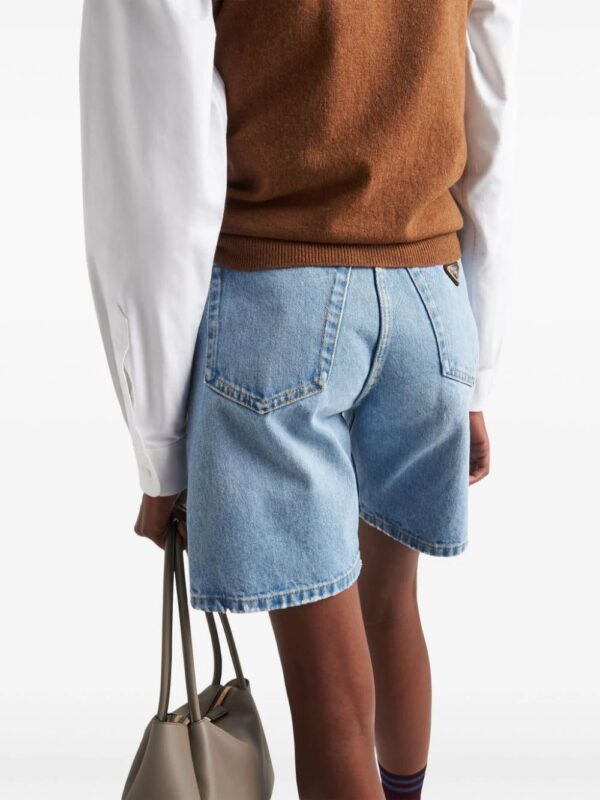 Prada  Triangle-logo high-rise denim shorts - Image 4