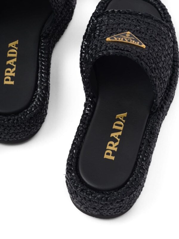 Prada woven-raffia flatform slides - Image 5
