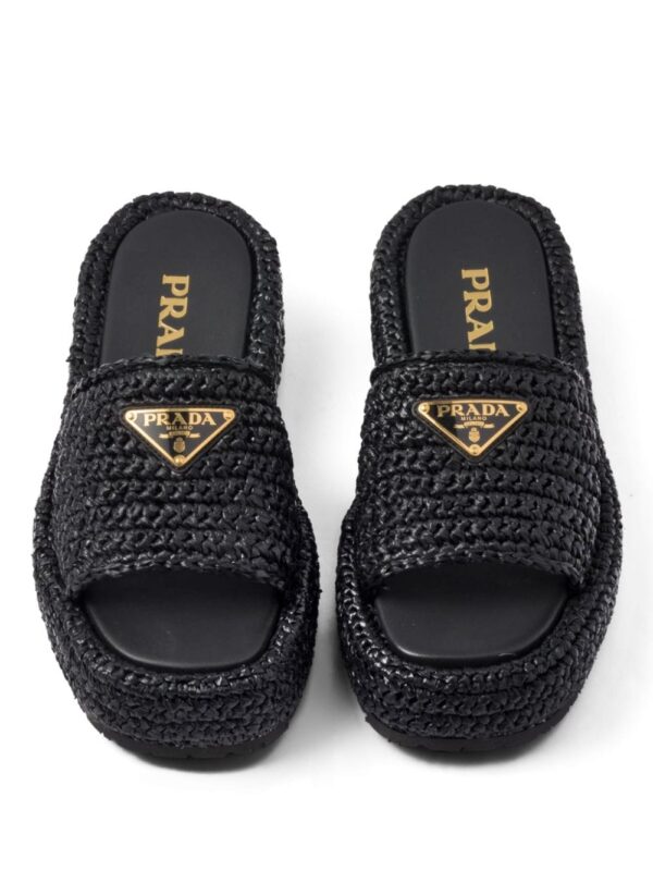 Prada woven-raffia flatform slides - Image 3