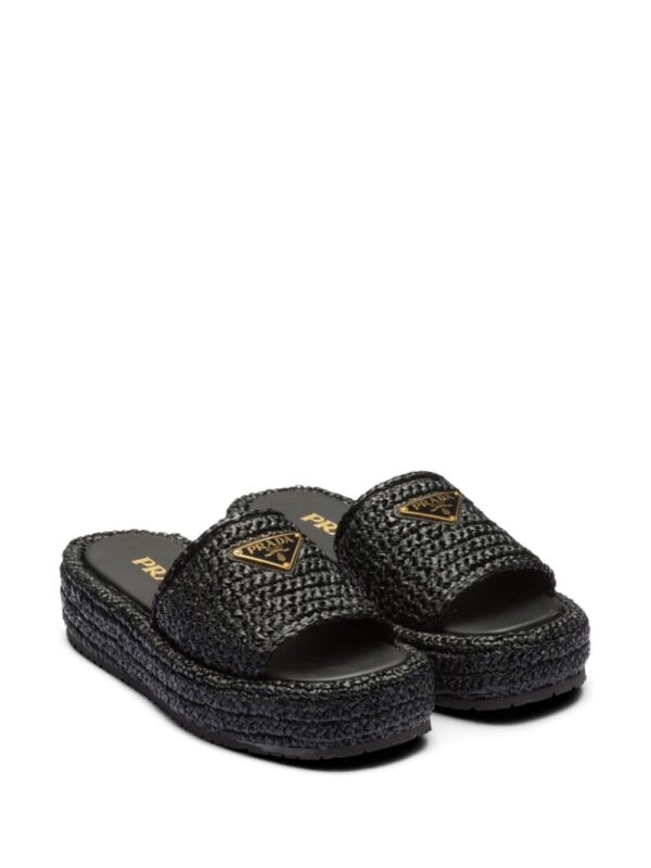 Prada woven-raffia flatform slides - Image 2