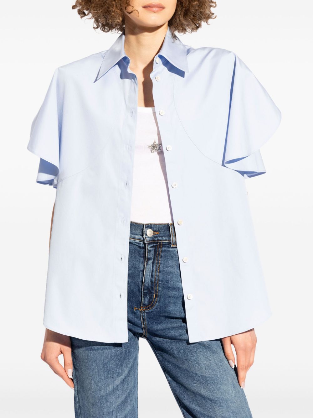 Stella McCartney flutter-sleeve cotton shirt - Image 3