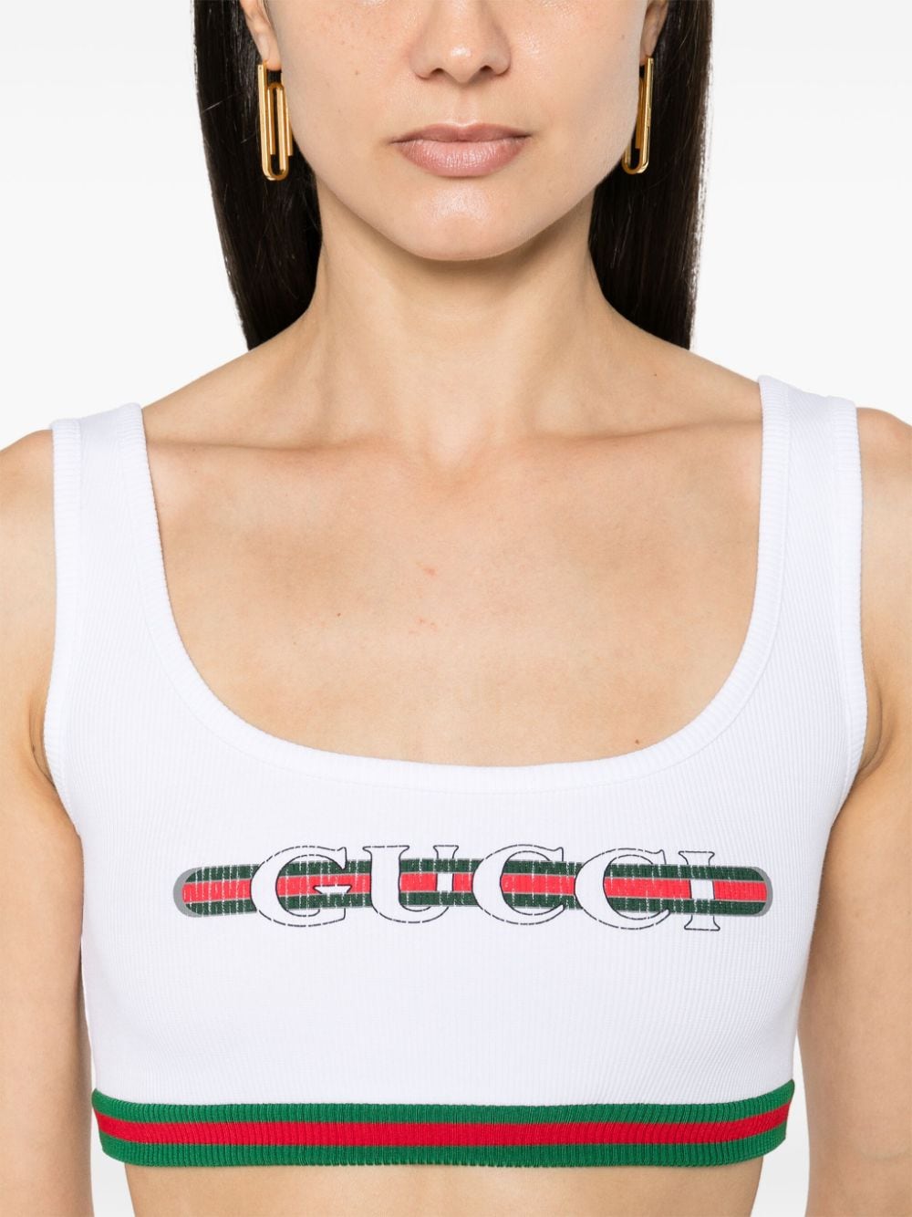 Gucci Web-detail ribbed crop top - Image 5