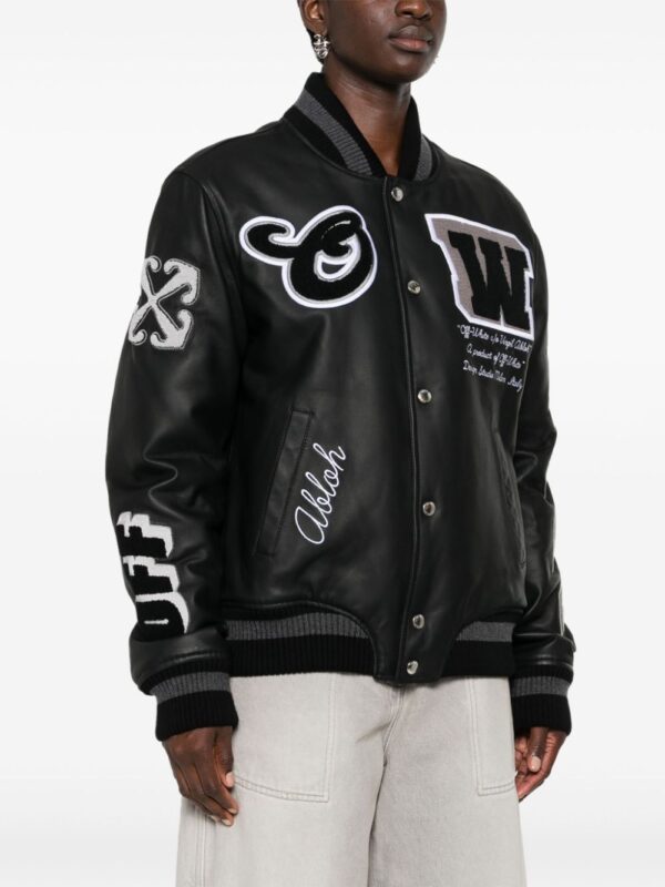 Off-White  appliqué leather bomber jacket - Image 3