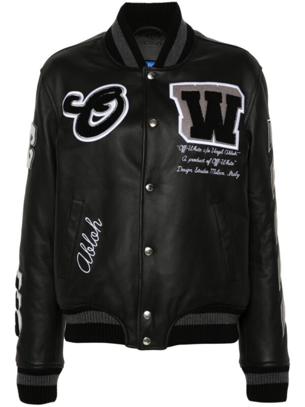 Off-White  appliqué leather bomber jacket