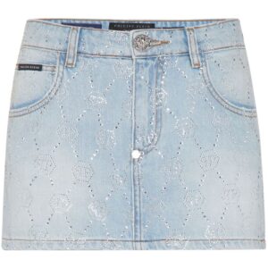Philipp Plein  monogram denim skirt