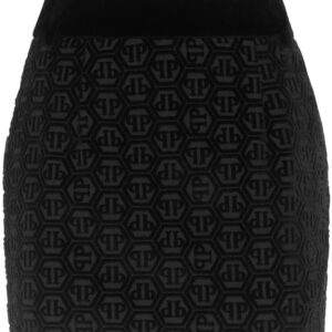 Philipp Plein  monogram velvet mini skirt
