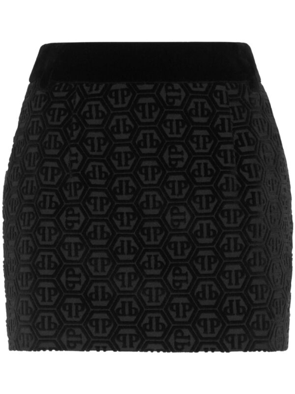 Philipp Plein  monogram velvet mini skirt