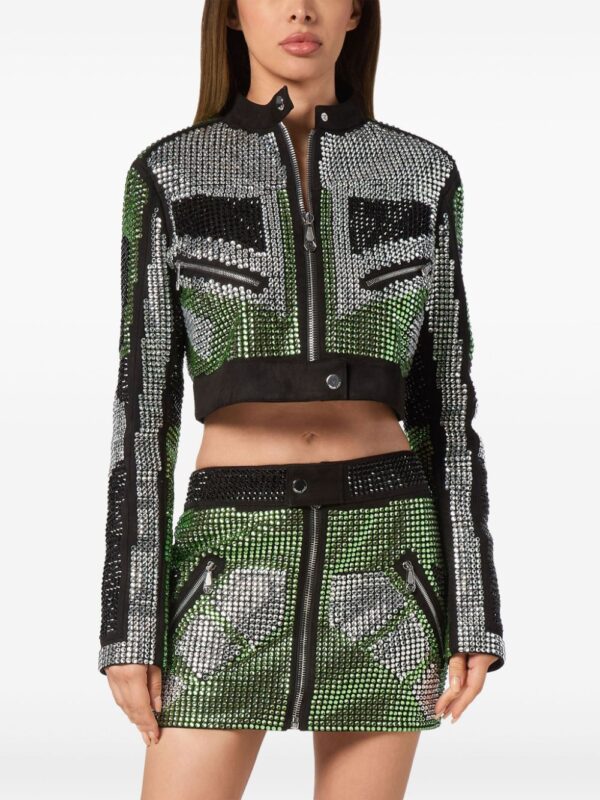 Philipp Plein  strass cropped biker jacket - Image 3