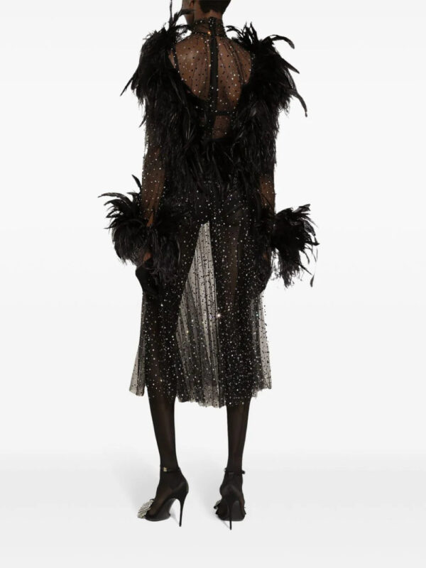 Dolce & Gabbana  feather-trim rhinestone dress - Image 4