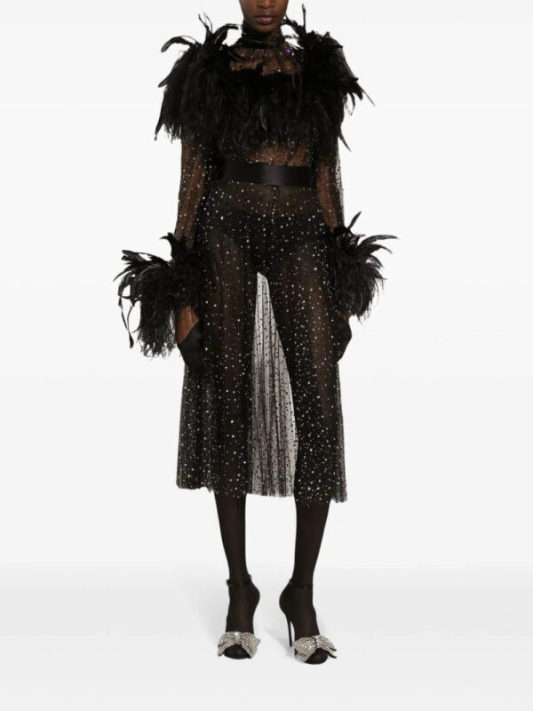 Dolce & Gabbana  feather-trim rhinestone dress - Image 3