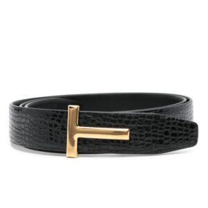 Louis Vuitton croc-embossed leather belt