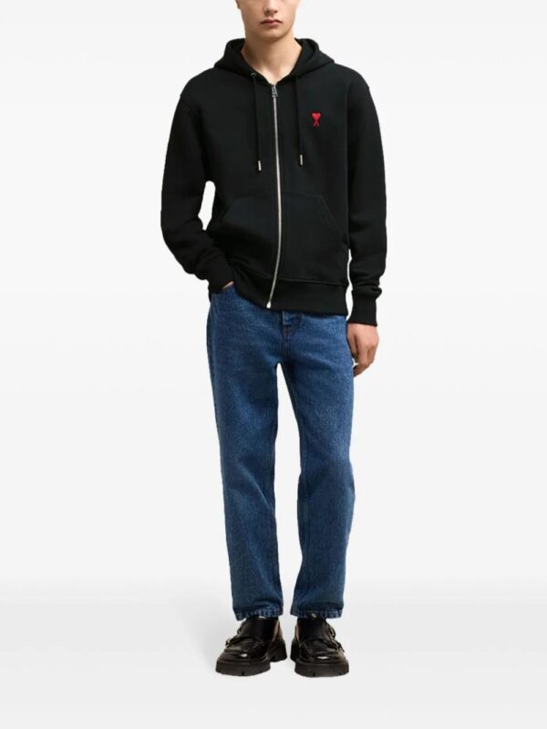 AMI Paris  Ami de Coeur zipped cotton hoodie - Image 3