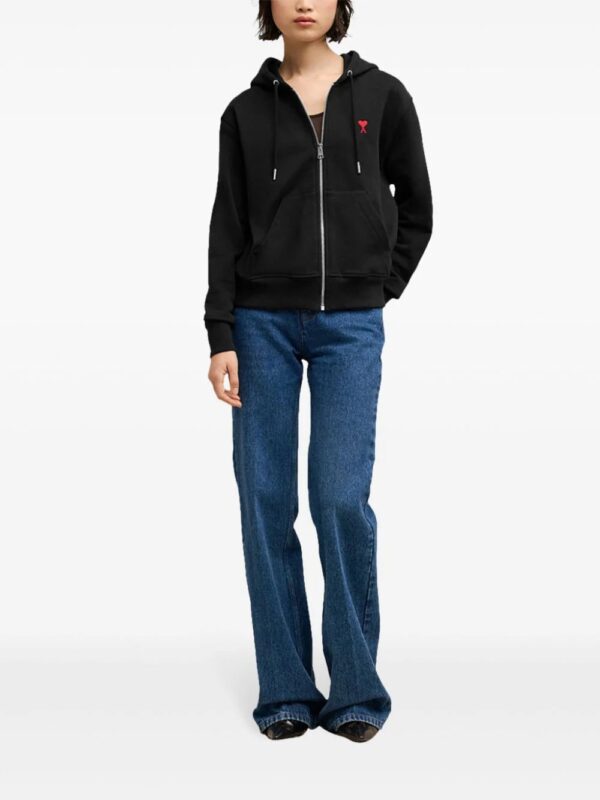 AMI Paris  Ami de Coeur zipped cotton hoodie - Image 2