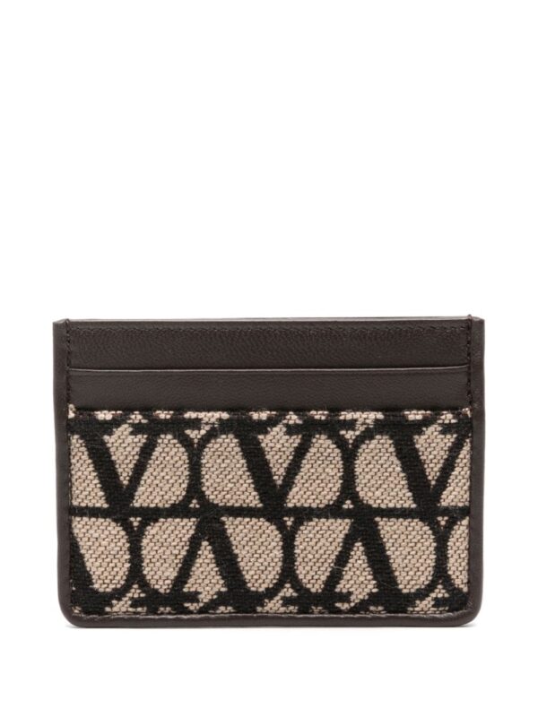 Valentino Garavani logo-jacquard leather card holder