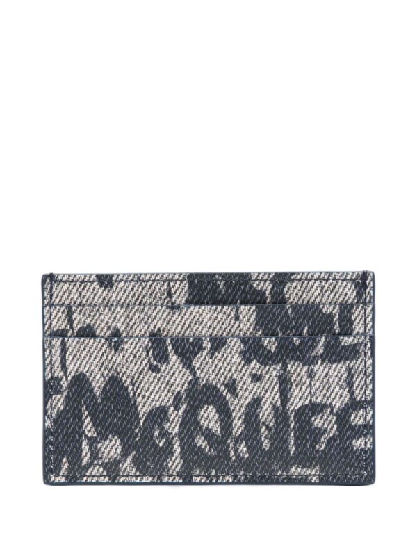 Alexander McQueen Graffiti denim-effect card holder