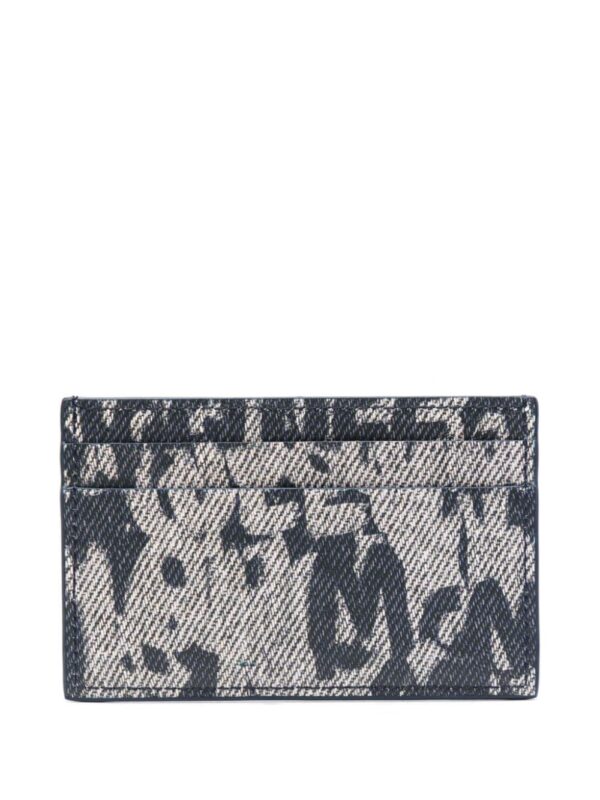 Alexander McQueen Graffiti denim-effect card holder - Image 2