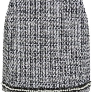Karl Lagerfeld  pearl-embellished bouclé mini skirt
