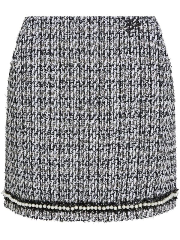 Karl Lagerfeld  pearl-embellished bouclé mini skirt