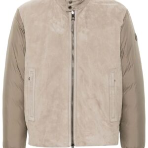 Moncler  Lountere suede-panel puffer jacket