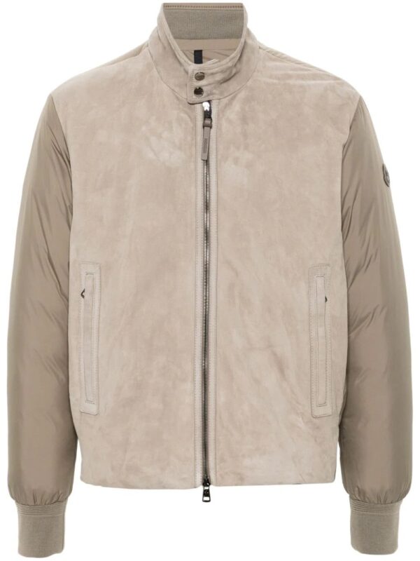 Moncler  Lountere suede-panel puffer jacket