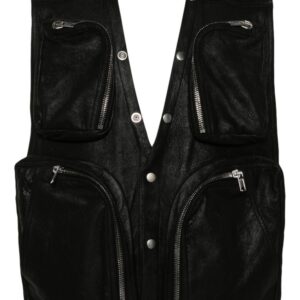 Rick Owens  leather V-neck gilet