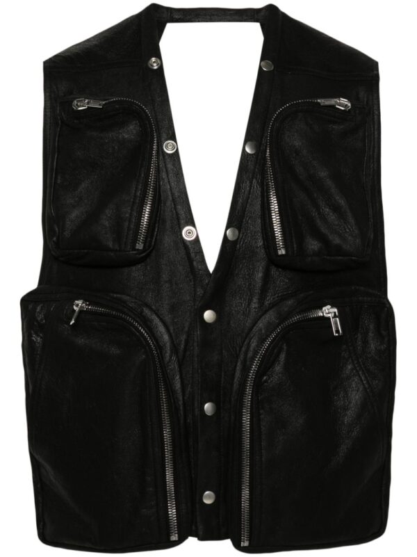 Rick Owens  leather V-neck gilet
