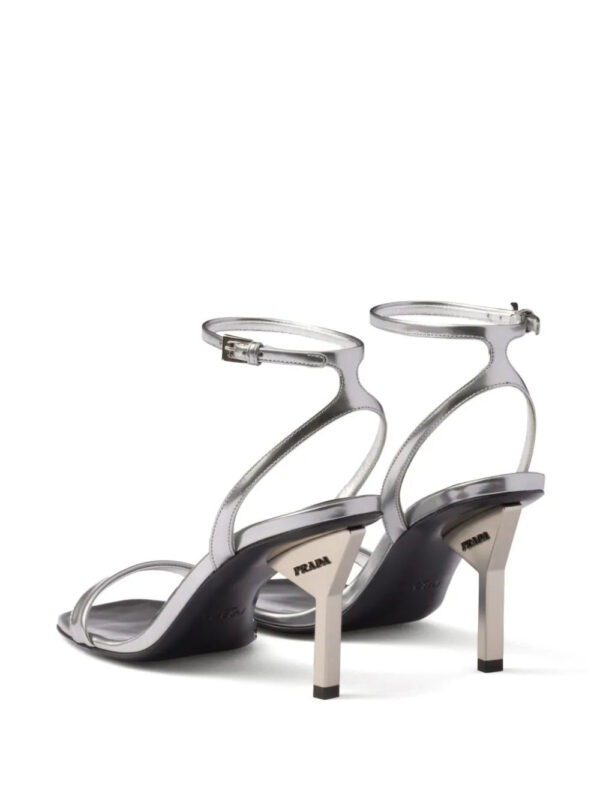Prada  85mm metallic-leather sandals - Image 3