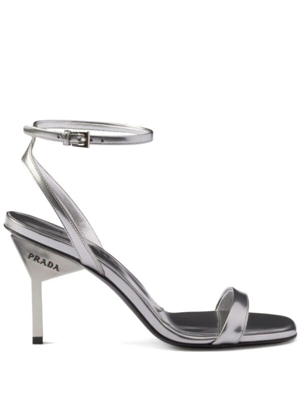 Prada  85mm metallic-leather sandals