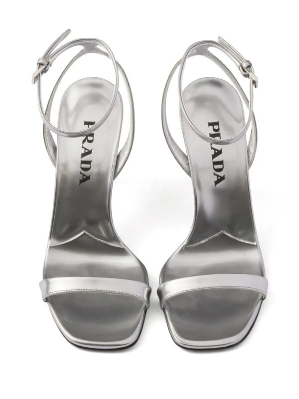 Prada  85mm metallic-leather sandals - Image 4
