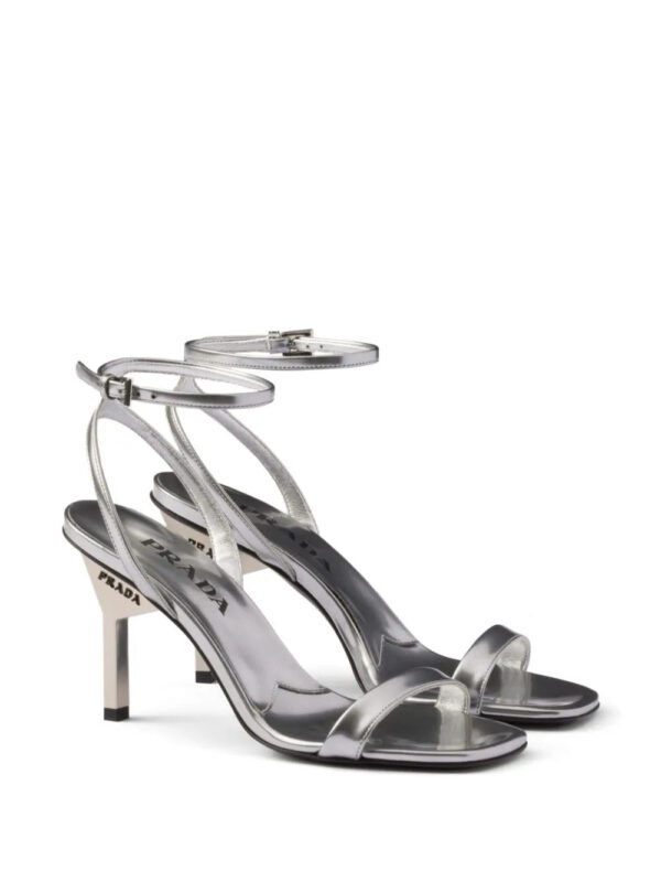 Prada  85mm metallic-leather sandals - Image 2