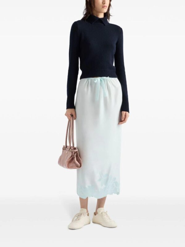 Prada  embroidered habutai silk midi skirt - Image 2