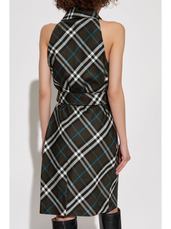 Burberry  check pattern halterneck dress - Image 4