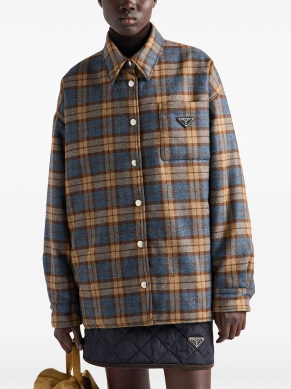 Prada  checked wool-twill lumberjack jacket - Image 4