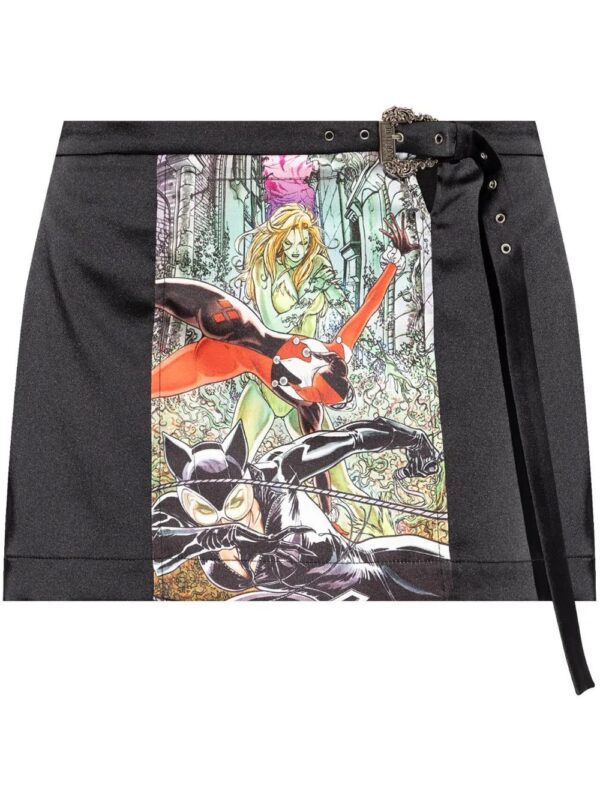 Versace Jeans Couture  graphic-print belted mini skirt