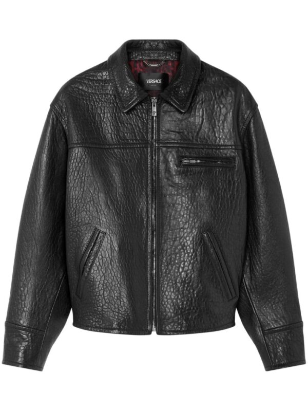 Versace  textured leather jacket