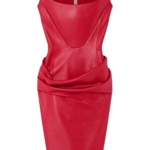 Versace corset draped leather midi dress