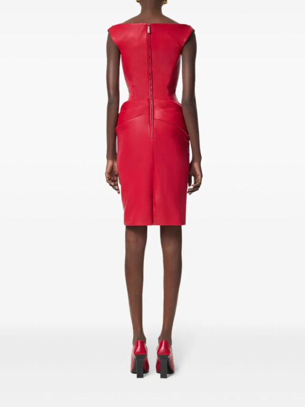 Versace  corset draped leather midi dress - Image 4