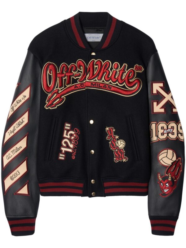 Off-White  x A.C. Milan logo-appliquéd varsity jacket