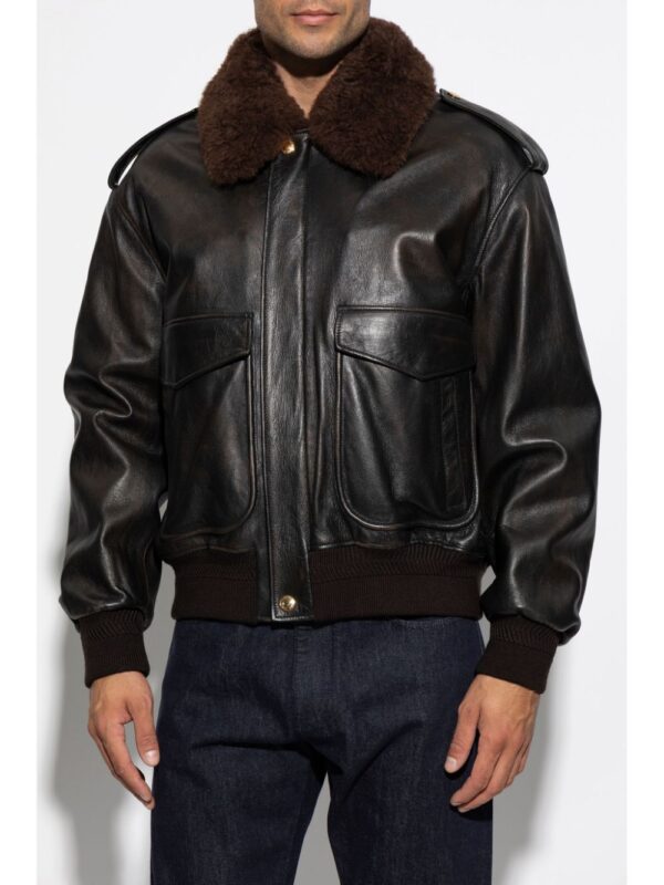 Versace  logo-debossed leather jacket - Image 3